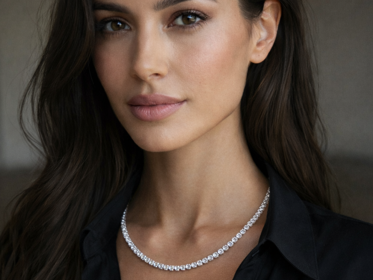 COLLIER OR BLANC 18 CARATS  ET DIAMANTS