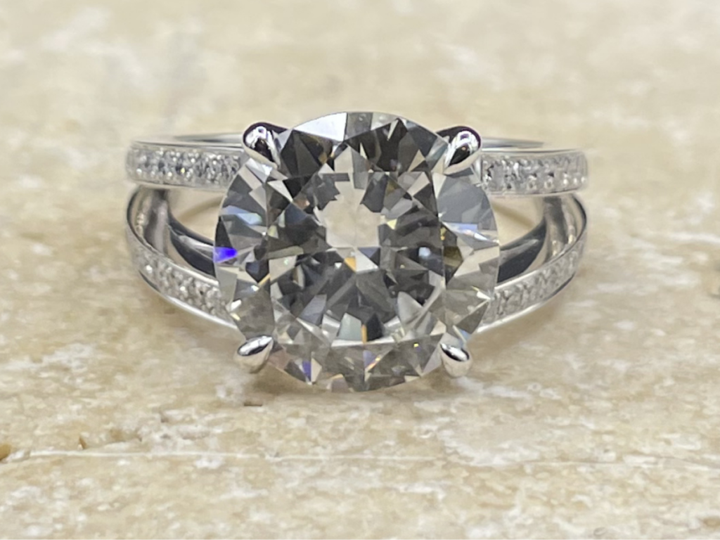 bague solitaire double corps diamants or blanc