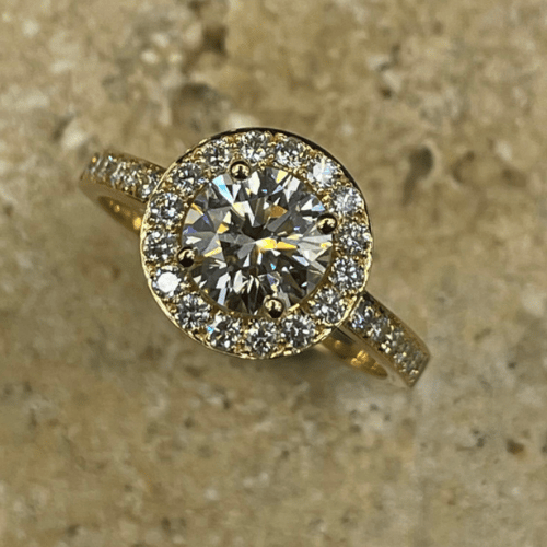 Bague ronde diamant or jaune