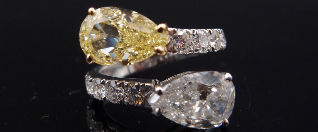 Bague Toi&Moi diamant taille Poire