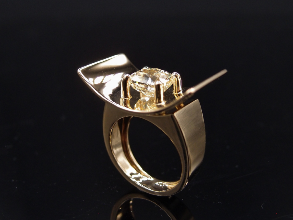 Bague miroir or jaune diamant