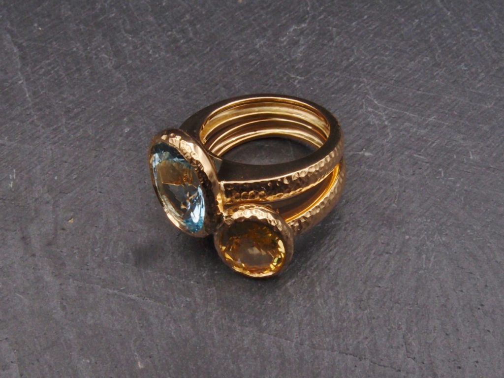 bague de fiançailles aigue-marine saphir jaune