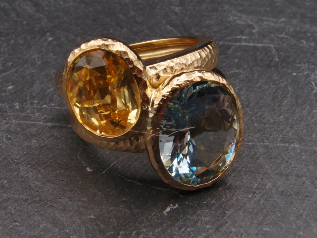 bague aigue marine saphir jaune