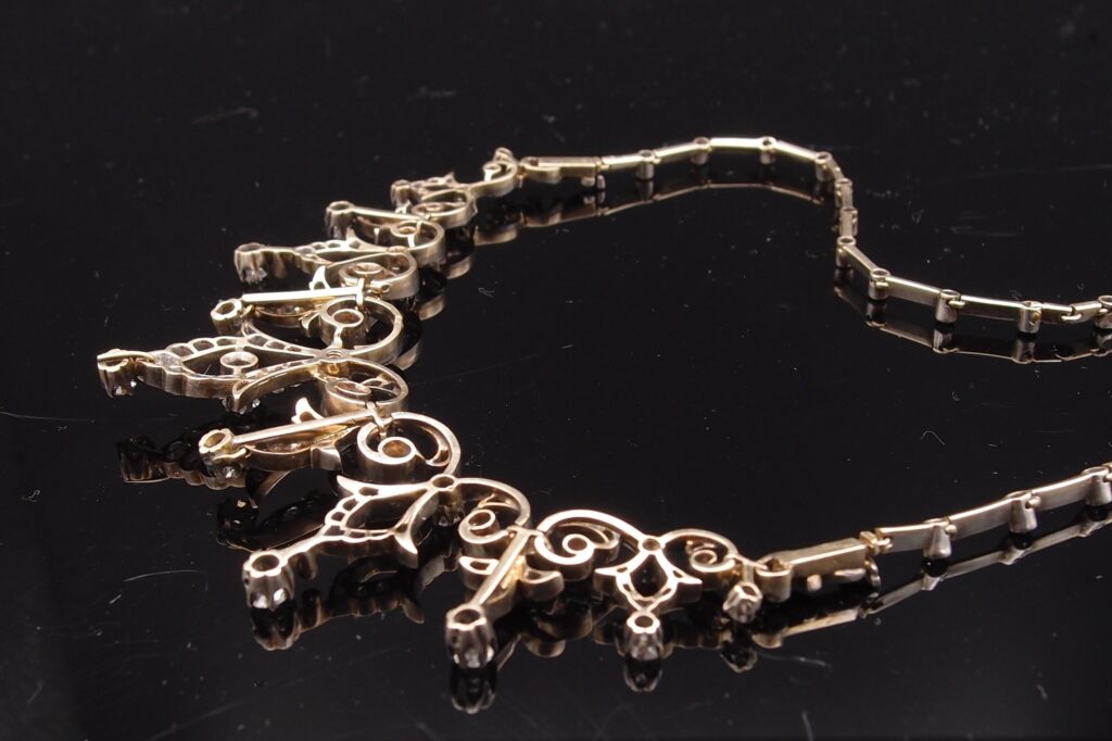 Collier 19 ème or argent et diamants