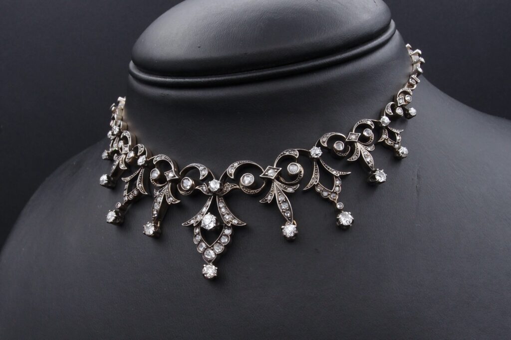 Collier 19 ème or argent et diamants