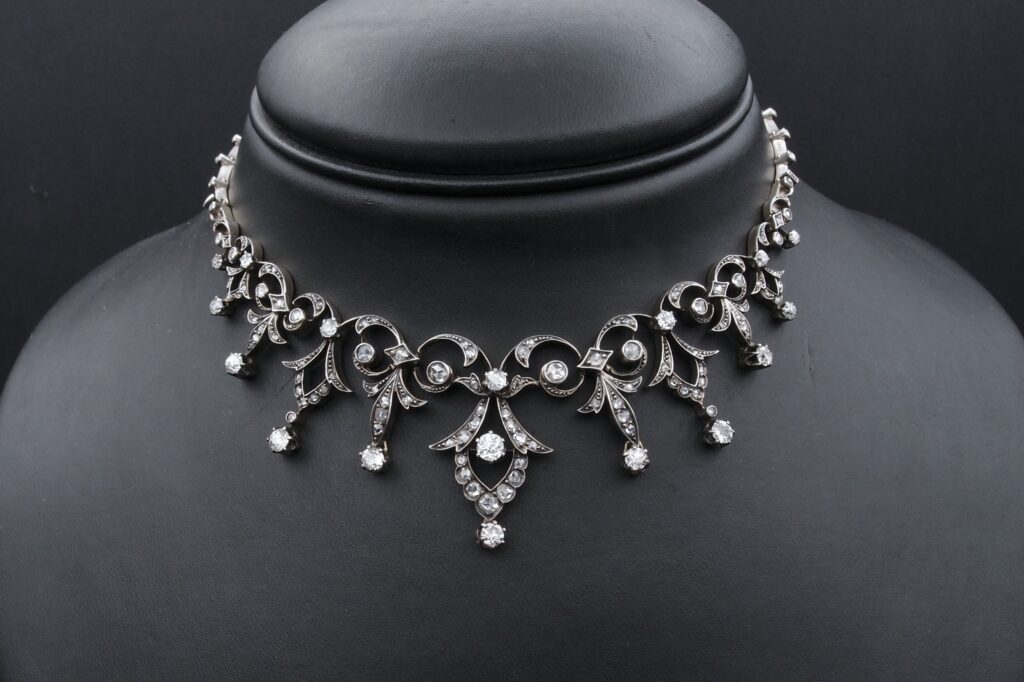 Collier 19 ème or argent et diamants
