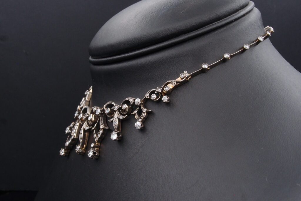 Collier 19 ème or argent et diamants