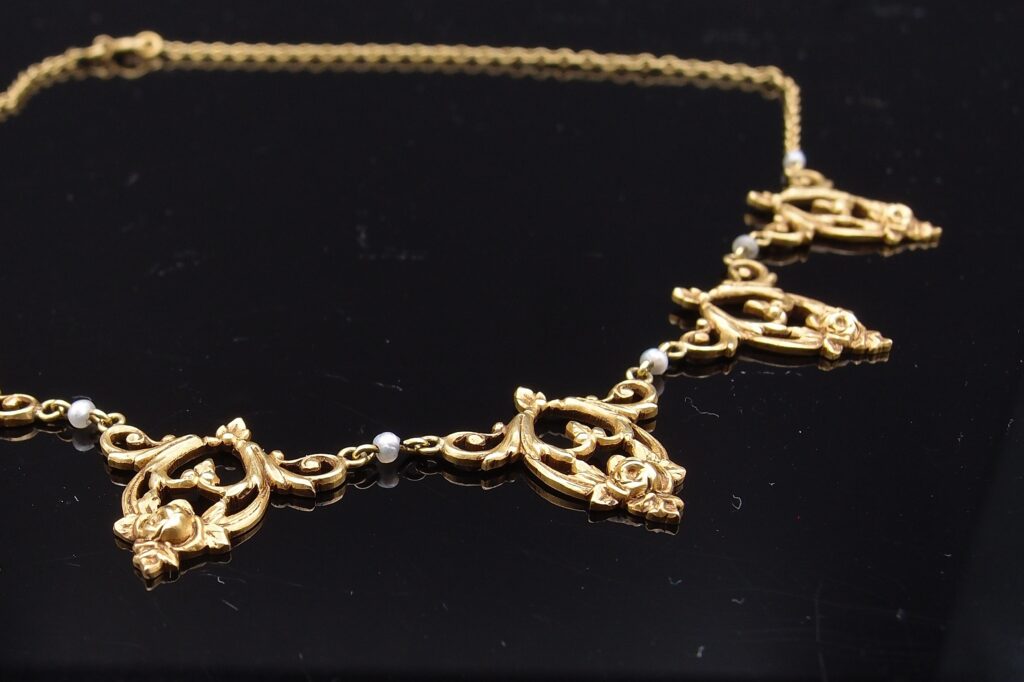 collier draperie 1900 or et perles